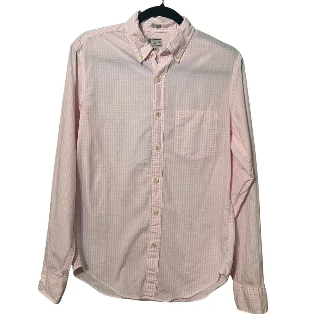 JCrew Mens Slim Fit Tailored Pink and White Shirt Size Small